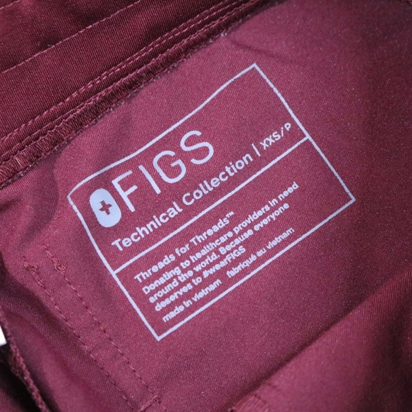 FIGS Zamora Jogger Scrub Pants Burgundy Red Technical Collection Size XX-SMALL - Picture 6 of 9